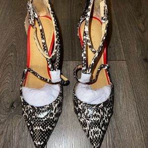 L.A.M.B. | Women’s Snakeskin Heels w| Red Heel | Size 8.5 | Black/White